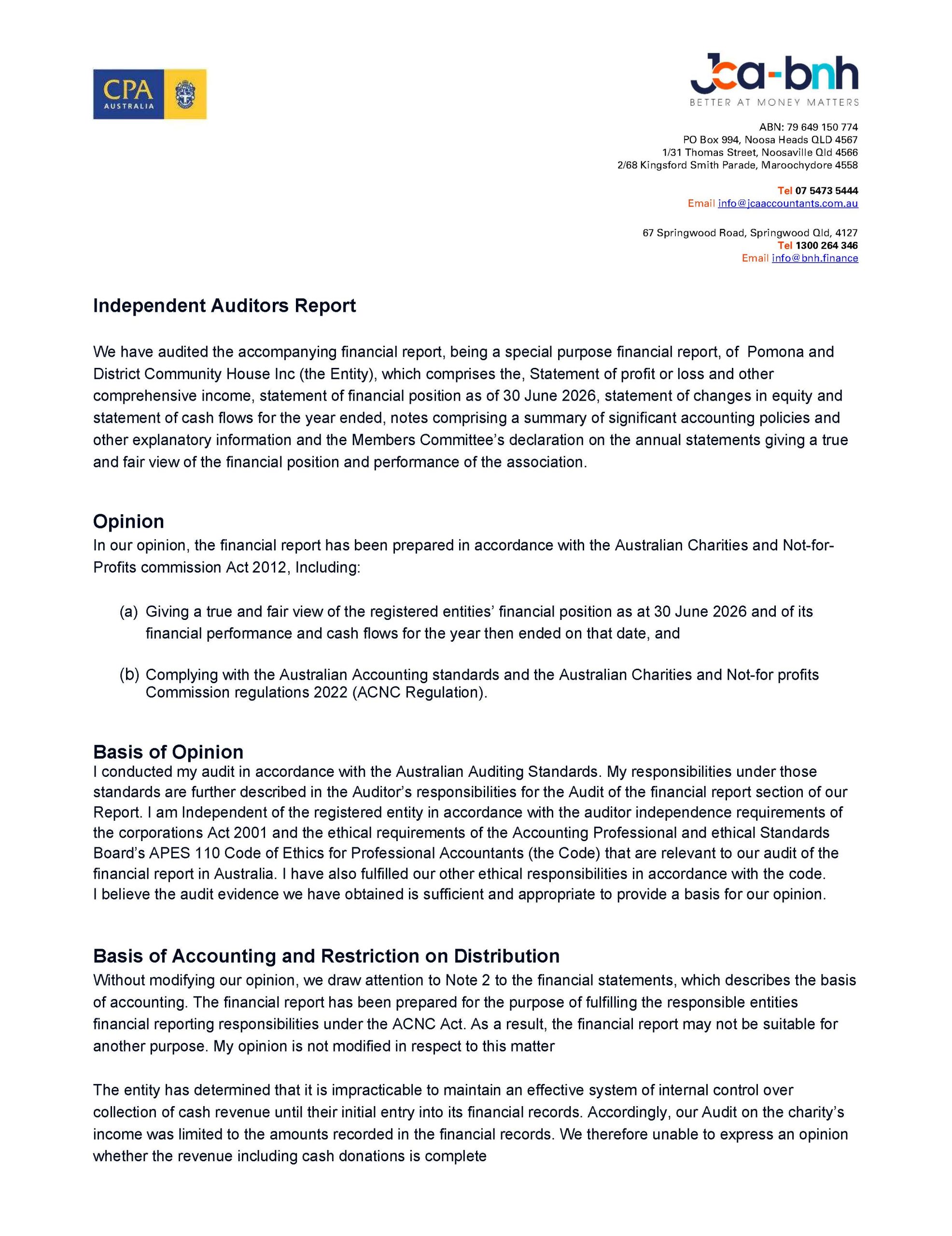 Auditor Report 2026